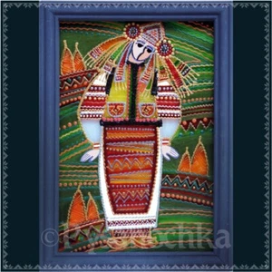 Pintura popular tradicional ucraniana sobre vidrio hecha a mano decoración de pared enmarcada 14x20 - Imagen 1 de 5