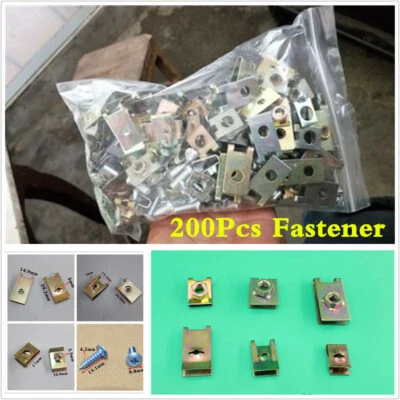 200X Car body door panel fastener fixed screw U-Type gasket fender metal clip - Image 1 of 4