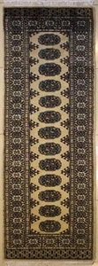 Rugstc 2x8 Bokhara Jaldar Beige Runner Rug,Genuine Hand-Knotted, Wool Pile - Picture 1 of 5