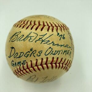 1976 Los Angeles Dodgers Old Timers Day Signed Baseball Babe Herman JSA COA