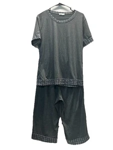 Ensemble de salon court femme Hotouch gris avec bordure grise/noire taille L - Photo 1/8