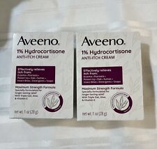 2 X Aveeno Maximum Strength 1% Hydrocortisone Anti-Itch Cream 1oz Exp 06/25