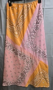 Pink & Orange Bandana Skirt 24in Waist Lined Skirt (Label Cut Out) - Picture 1 of 4
