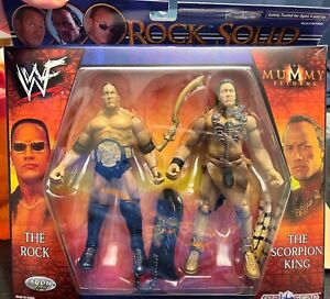 WWF 2001 Rock Solid Collectors Edition THE ROCK AND THE SCORPION KING THE MUMMY 