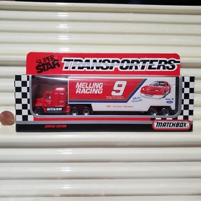 Matchbox #9 BILL ELLIOTT RED CY107 MELLING 1990 MackCab SuperStar Transporter   - Image 1 of 4