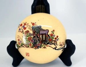 RARE ANTIQUE JAPANESE SIGNED HAND PAINTED SATSUMA POTTERY HAND MIRROR - Picture 1 of 12