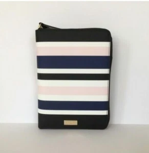 Kate Spade Streifen Leder 6 Ringe Reißverschluss Planer Organizer Agenda schwarz weiß - Bild 1 von 5