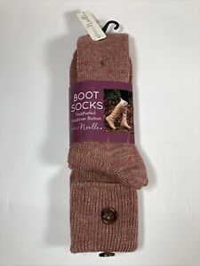 Simply Noelle Boot Socks Womens Heathered Foldover Button One Size Fits Most ***