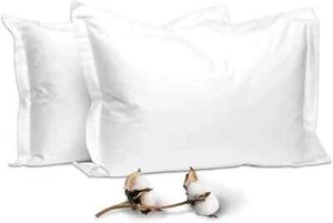 Pure 100% Cotton Pillow Shams King Size Set of 2 White, Luxurious 400 Thread Cou - Picture 1 of 10