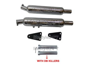 Royal Enfield Interceptor 650 AEW TE 201 Exhaust Muffler Silencer Pair Chromed - Picture 1 of 4