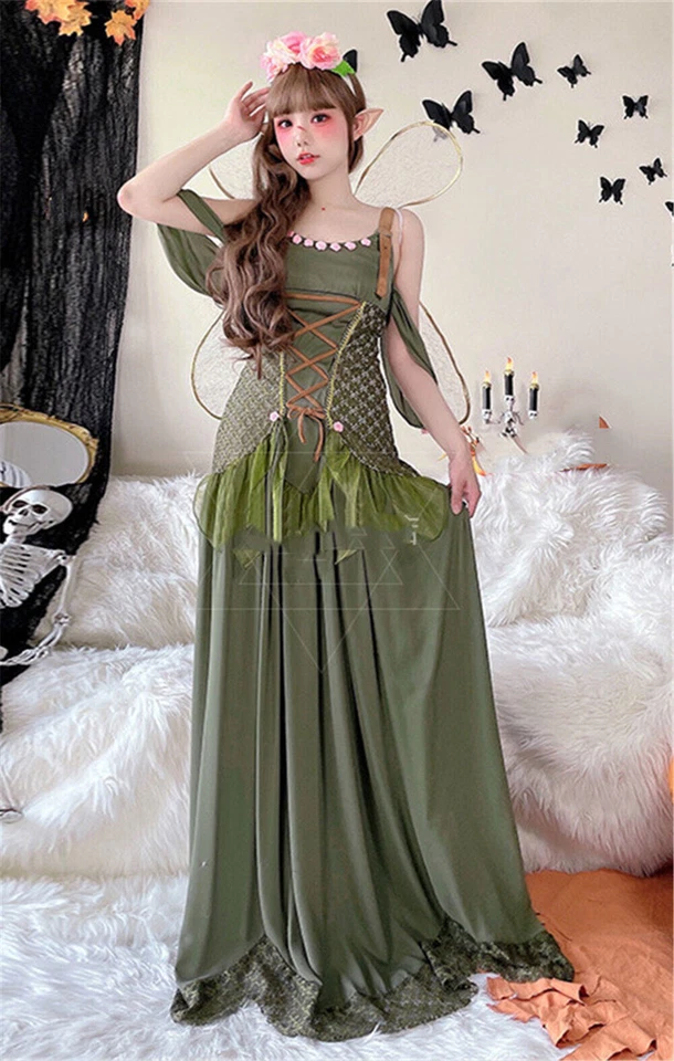Medieval Women's Fantasy Fairy Dress Renaissance Elf Cosplay Halloween Costume - Image 1 of 4