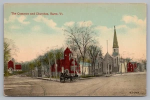 Postcard The Common and Churches Barre Vermont c1908 - Picture 1 of 2