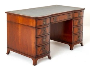 Victorian Pedestal Desk Mahogany 1900 Writing Table - Picture 1 of 9