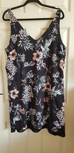 George at ASDA Black Floral V Necked Lined Shift Dress - size 16 - Picture 1 of 1