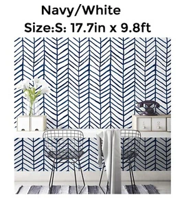 Modern Stripe Peel and Stick Wallpaper for Bedroom Navy Blue 17.7″ X 9.8Ft New! - Picture 1 of 10