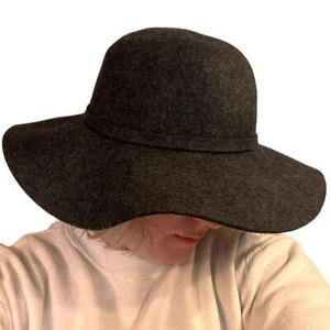 Deena & Ozzy Urban Outfitters 100% Wool Felt Wide Brim Hat Floppy Gray Festival - Picture 1 of 7