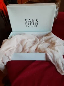 Vintage Saks Fifth Avenue Ladies Silk Scarf Pink/Sheer NWT - Picture 1 of 5