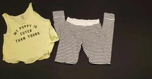 Victorias Secret PINK Sleep Tank Top & Jogger Pants Pajama Pj's Yellow & Gray XS - Picture 1 of 1