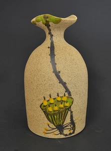 Hand Made & Hand Painted Pottery Vase 5 3/4" H x 3 1/4" W MDLT-1 - Picture 1 of 2