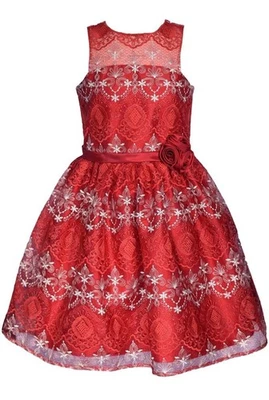 NEW Bonnie Jean Girls Size 5 "RED IVORY EMBROIDERED" Christmas Dress NWT - Image 1 of 3