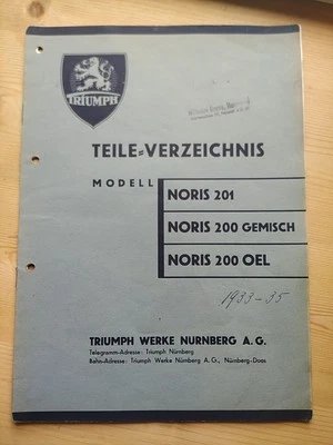 9.9 Triumph Noris 200 201 1933 1935 Ersatzteilliste Spares Parts List Gemisch  - Bild 1 von 4
