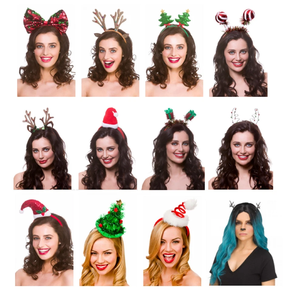 Tiaras de Natal Boppers grampos de cabelo vestido fantasia Papai Noel Natal fantasia acessórios - Imagem 1 de 1