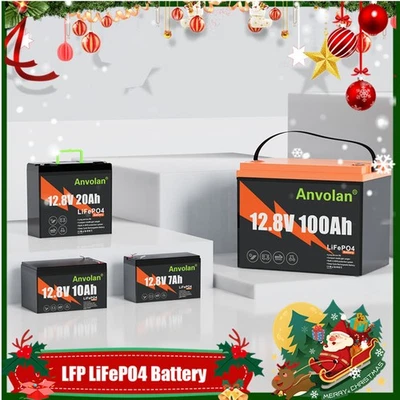 ANVOLAN LiFePO4 Batterie 12V 100Ah 20Ah 10Ah Akku Für Boote Wohnmobile Solarbatterie