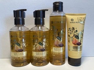 Yves Rocher lot x4 Pear & Cocoa Shower Gel Hand Cream Soap Holiday Limited Ed. - Picture 1 of 5