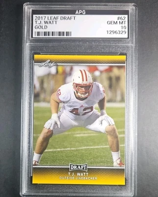 2017 Leaf Draft Gold TJ Watt Rookie #62 GEM MINT 10 Steelers 🔥 🔥 - Image 1 of 3