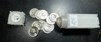Rollo de cuarto de plata Washington 1955-D ~ BU ~ hermosas monedas~ Foto 1 de 3