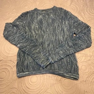 Vintage Coogi Sweater Mens Small Blue 3D Knit Crewneck Pullover 100% Cotton - Image 1 of 4