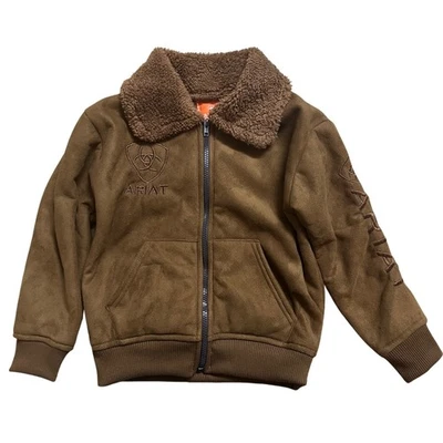 Chaqueta Ariat Clásica Niños Marrón Imitación Gamuza Cuello Sherpa Talla 8 Ropa de Trabajo Tareas Foto 1 de 4