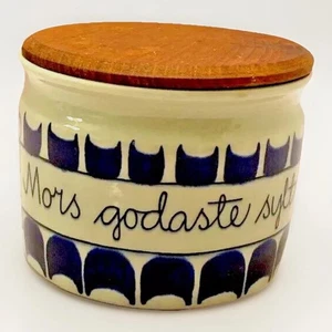 Marianne Westman Rorstrand Vintage MCM Kanister Blau Katze Marmeladenglas 4x5" Retro - Bild 1 von 18