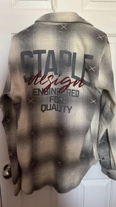 NWT Men’s Size M Staple Pigeon Quality Design Flannel Shirt Stone-sold out - Picture 1 of 7