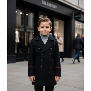 Cappotto ragazzo casual cashmere 3-9 anni stile militare giacca lana elegante 2025 invernale - Foto 1 di 17