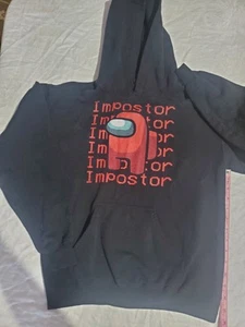 Men's Size Small Black Hooded Sweatshirt Imposter Long Sleeve - Picture 1 of 7