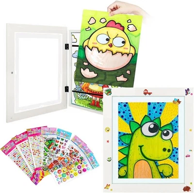 Kids Artwork Frame Changeable, 2 Packs Holds 150 Drawings Each with 8Pcs Cute St - Image 1 of 4