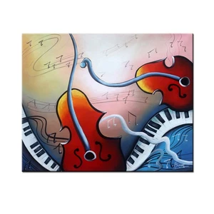 Modern Wall Art Home Decor Music Abstract Oil Painting Art Handpainted on Canvas - Picture 1 of 15