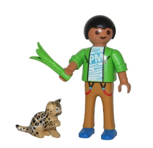 Playmobil Teenager Boy Long Legs w/ baby wild baby Jaguar leopard animal - C15 - Picture 1 of 4