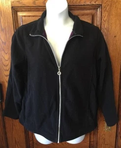 BC CLOTHING WOMAN Black with Purple Lining, Full Zip Up Fleece JACKET Size 1X - Picture 1 of 5
