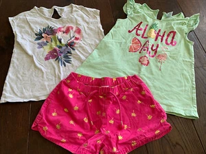 gymboree size 10 tropical girls hawaii flamingo shorts top set lot outfit vguc - Picture 1 of 10