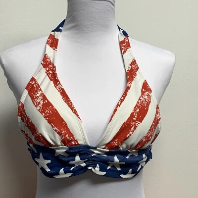 Top de natación bikini Venus talla A (32B/34A/36AA) rojo/blanco/azul estrellas y rayas nuevo sin etiquetas Foto 1 de 4