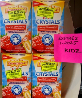 Suplemento de apoyo inmunológico Emergen-C KIDZ Crystals On-The-Go 28 ct PACK DE 4 Foto 1 de 2