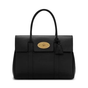Mulberry 'Bayswater'  Black/Brass Leather Twin Handle Tote Bag $1395 - BNWT - Picture 1 of 5
