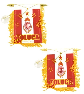 2 Piezas Mini Bandera Bandera Fútbol "Toluca" 4"x6" Espejo Retrovisor Bandera Ventosa - Imagen 1 de 2
