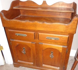 Antique Solid Wood Sideboard Buffet Cabinet 34 X 41 X 18 - Picture 1 of 10