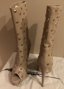 Brian Atwood Beige Temptress Open Toe Boots/Booties - Picture 1 of 2
