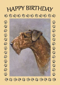 AIREDALE TERRIER DOG HEAD STUDY BIRTHDAY GREETINGS NOTE CARD - Foto 1 di 1
