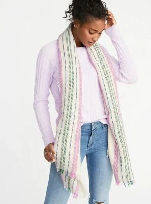 OLD NAVY Scarf -- Fringed Oversized Textured-Stripe, CREME, 32x72 - NWT - $22.99 - Image 1 of 2