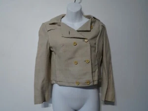 Theory Women's Beige Linen Double Breast Cropped Blazer Jacket Sz S NWT 495 - Picture 1 of 12